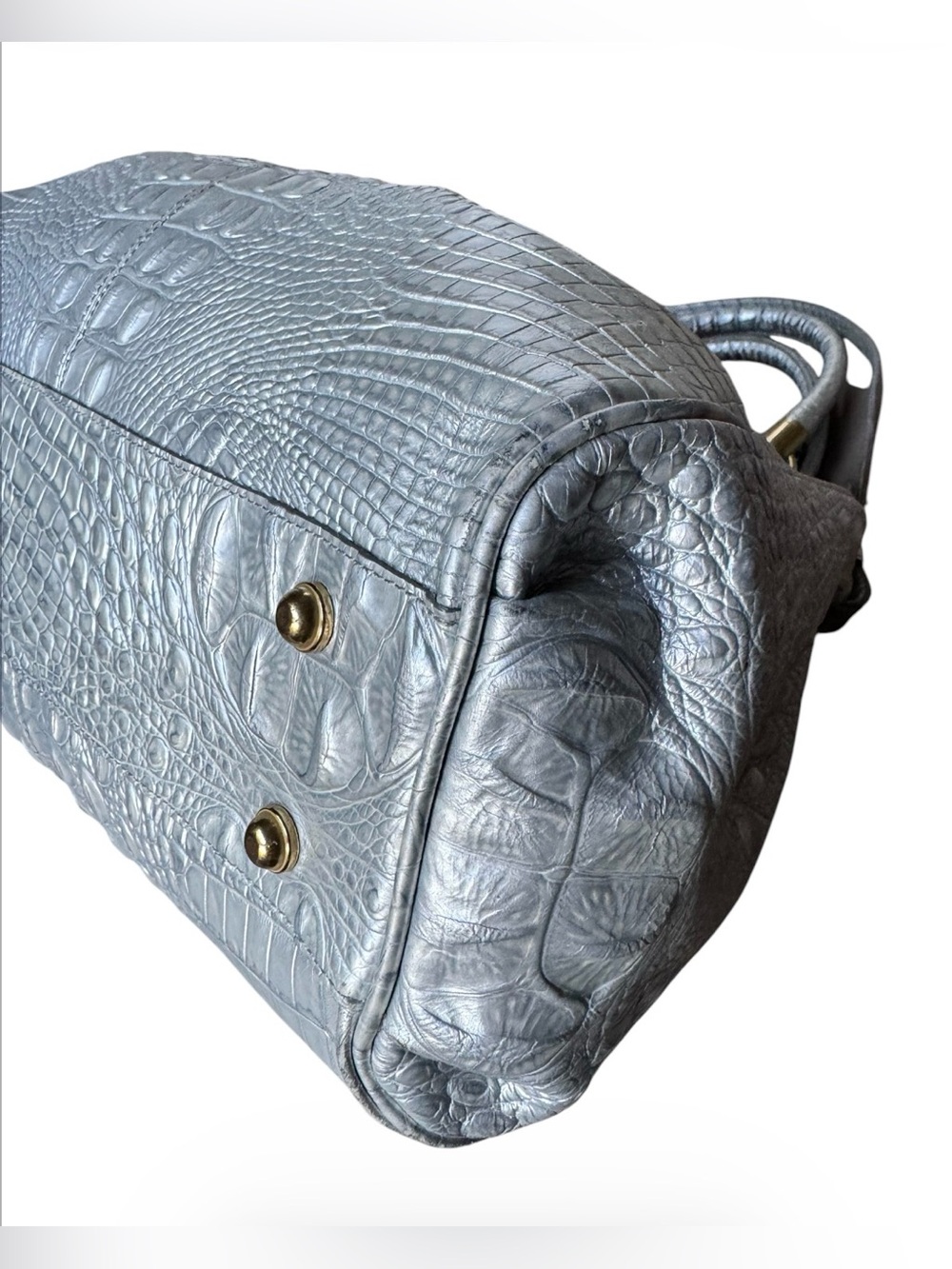 Brahmin Elisa Silver Croc-Embossed Satchel - Picture 9 of 15